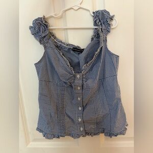 Brandy Melville Blue Gingham Blouse